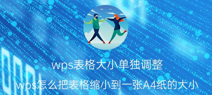 wps表格大小单独调整 wps怎么把表格缩小到一张A4纸的大小？